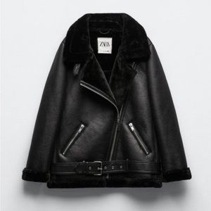 Zara Shearling Moto Jacket